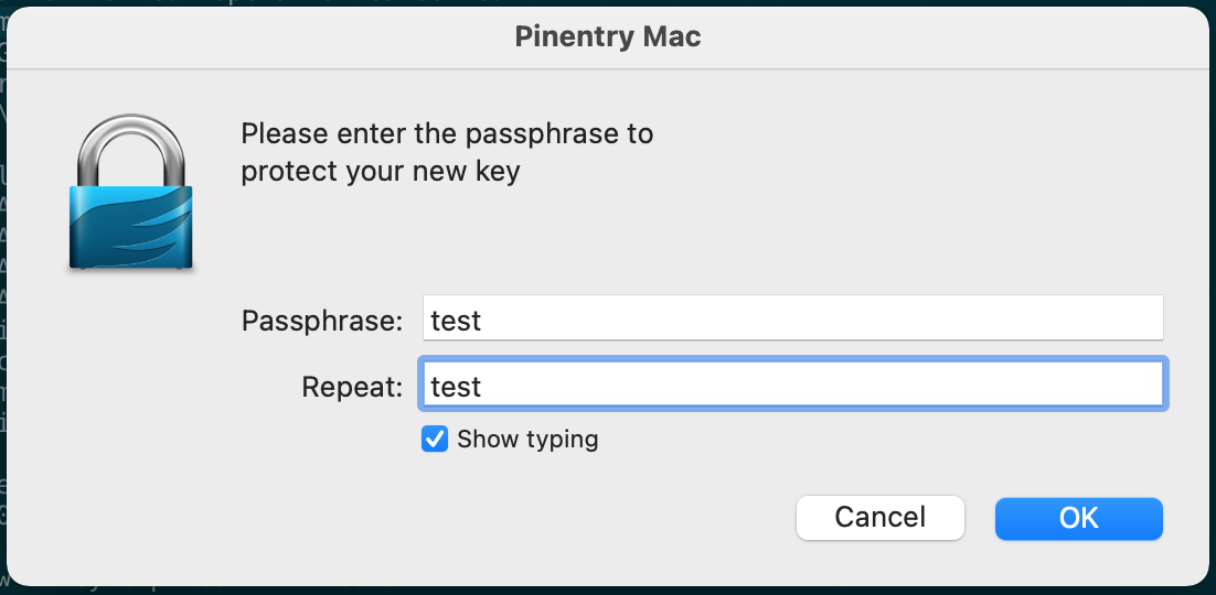 输入主秘钥对密码