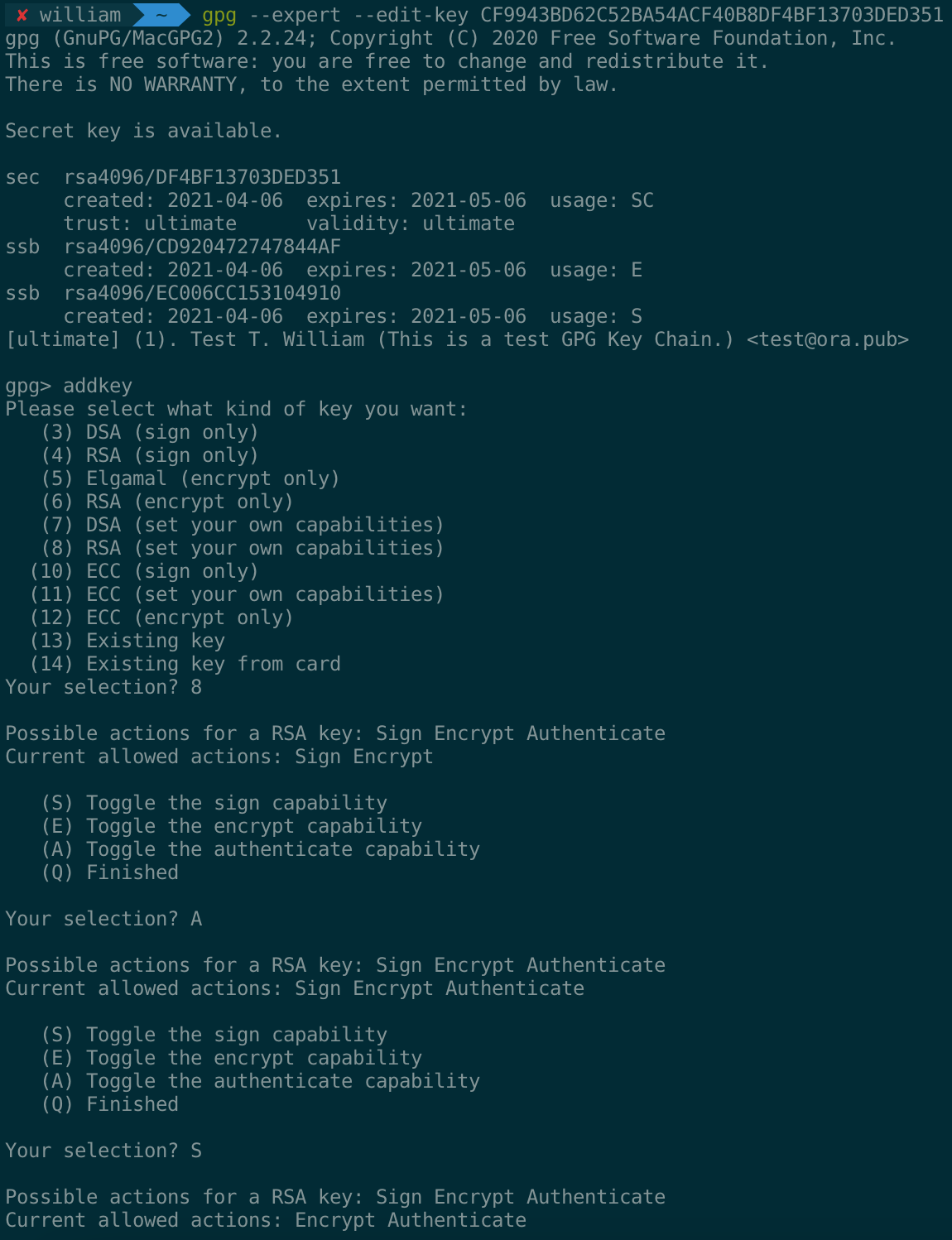 生成验证子秘钥